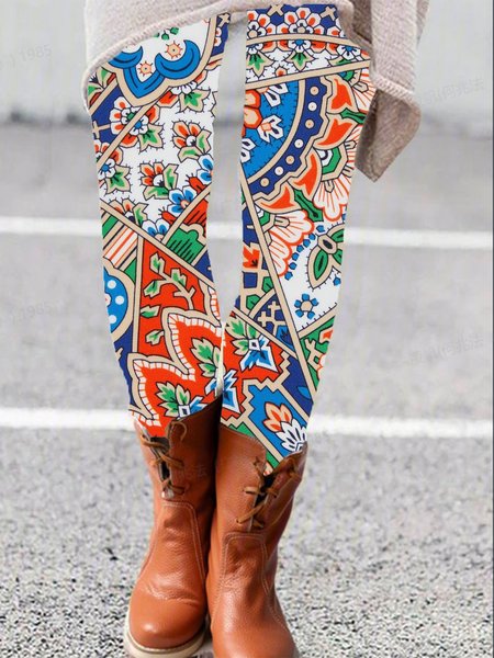 

Women's Casual Ethnic Jersey All Season Long Leggings, Multicolor, Leggings