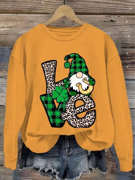 

Women's St Patricks Day Gnome Love Print Crew Neck Sweatshirt, Yellow, Sweatshirts & Hoodies