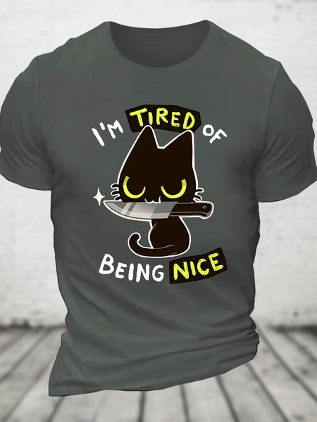 Tired Of Being Nice Cotton T-Shirt, Deep gray, T-shirts