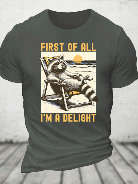 

First Of All I'm A Delight Sarcastic Cotton T-Shirt, Deep gray, T-shirts