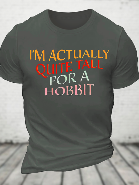 

I’M Actually Quite Tall For A Hobbitfunny Cinema Lover Cotton T-Shirt, Deep gray, T-shirts