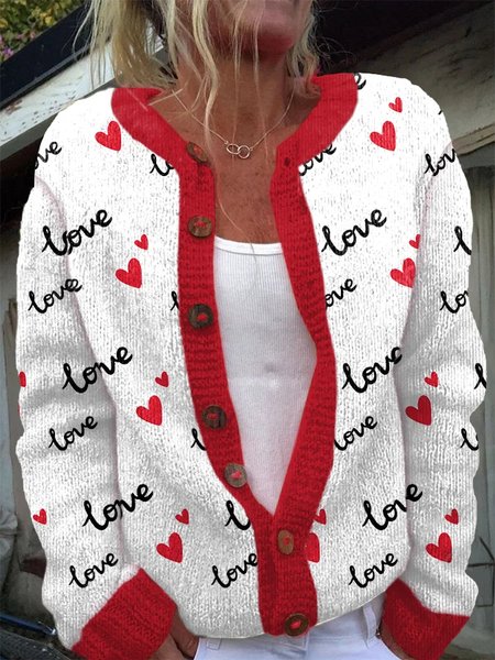 

Women's Valentine's Day Heart Knit Cardigan, Red, Cardigans