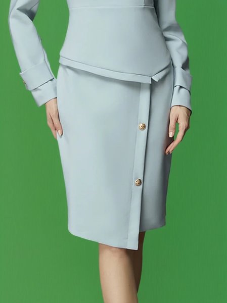 

Elegant Asymmetric Button Skirt, As picture, Skirts