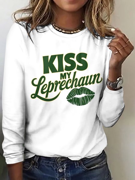 

Vintage Plaid Crew Neck Long Sleeve T-shirt, White, T-shirts