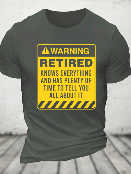 

Retired Warning Cotton T-Shirt, Deep gray, T-shirts