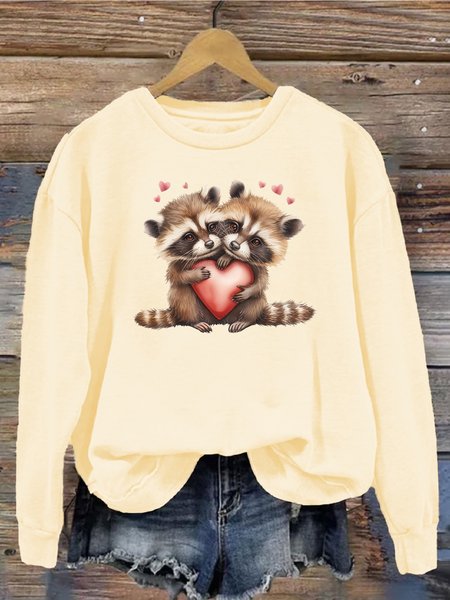 

Women's Crew Neck Cat Casual Spring/Fall Long Sleeve Sweatshirt, Apricot, Sweatshirts & Hoodies