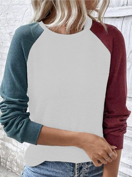 

Casual Crew Neck Color Block Sweatshirt, Gray, Hoodies & Sweatshirts