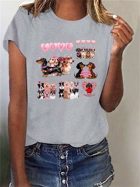

Women's Short Sleeve Tee T-shirt Summer Dog Cotton-Blend Crew Neck Daily Going Out Casual Top, Gray, T-Shirts