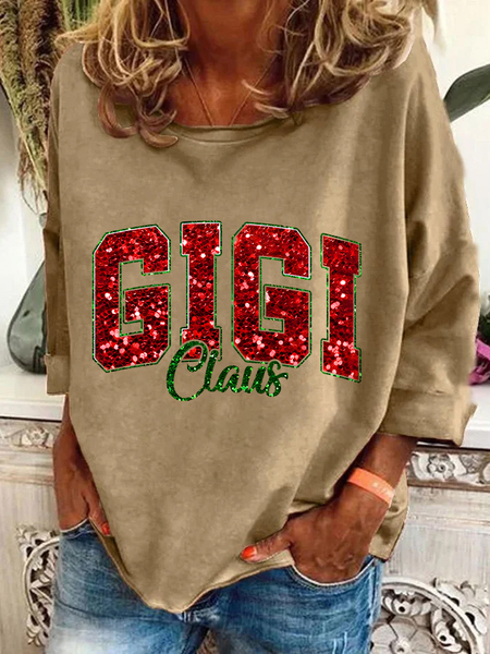 Gigi Claus Casual Sweatshirt, Khaki, Hoodies&Sweatshirts