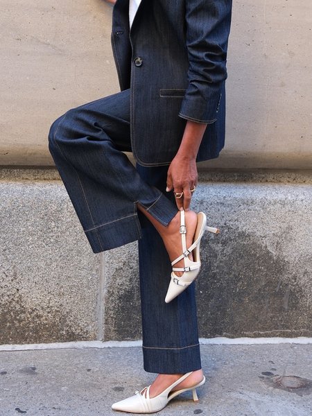 Urban Plain Wide leg Denim Jeans, Deep blue, Jeans