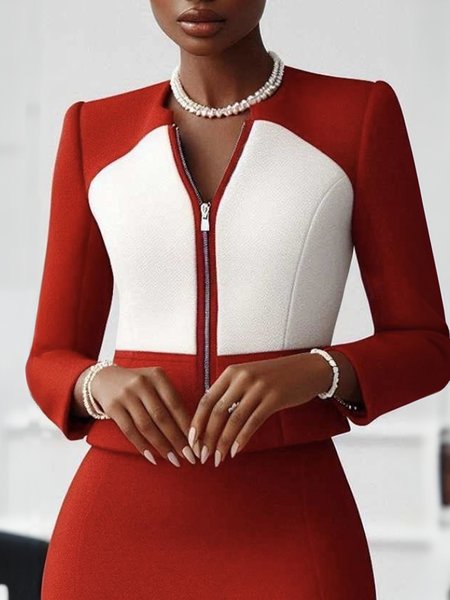 Urban Zipper Color Block Jacket, Red, Jackets