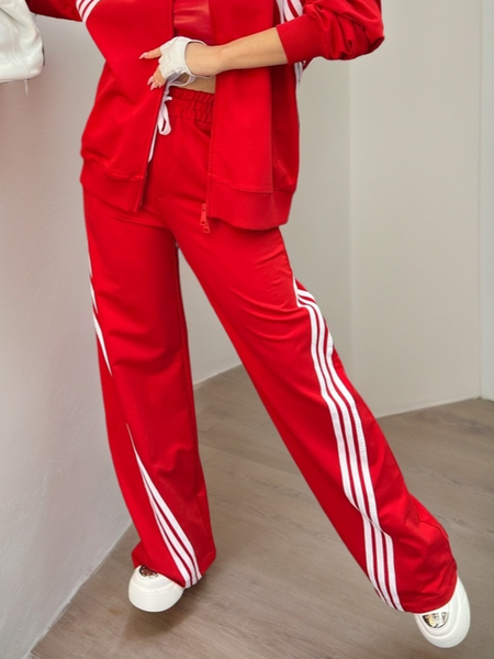 

Casual Color Block Fashion Pants, Red, Pants
