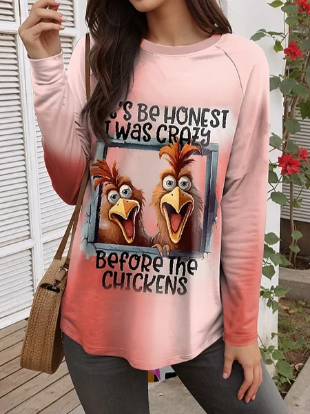 

Women's Long Sleeve Tee T-shirt Spring/Fall Turkey Jersey Crew Neck Daily Going Out Casual Top, Pink, T-Shirts