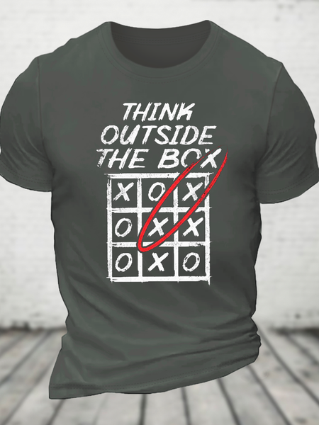 Think Outside The Box Cotton T-Shirt, Deep gray, T-shirts
