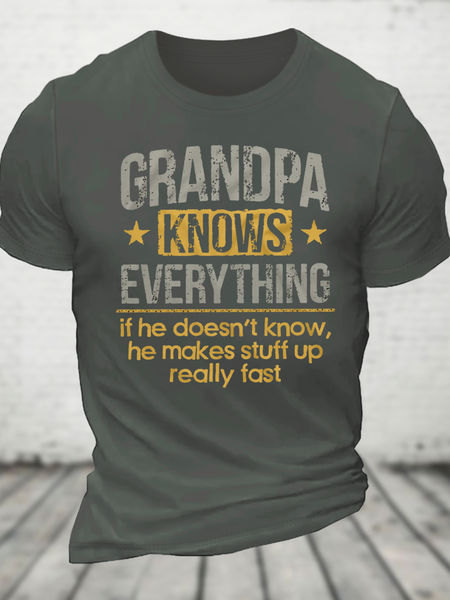

Grandpa Knows Everything Cotton T-Shirt, Deep gray, T-shirts