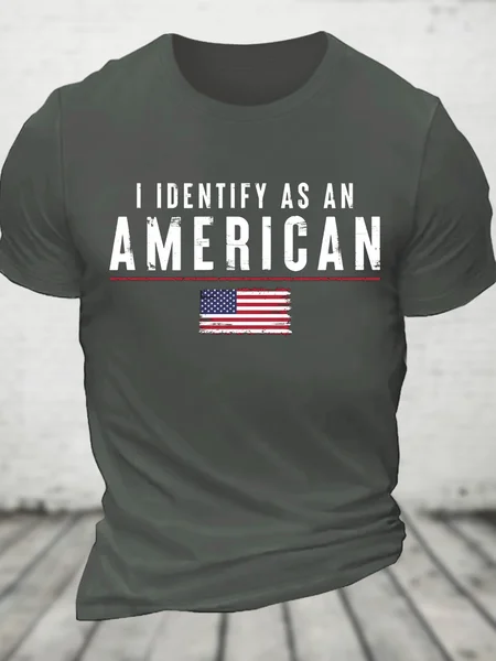 

I Identify As An American Cotton T-Shirt, Deep gray, T-shirts