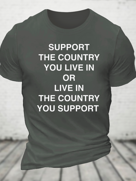 

Support The Country Cotton T-Shirt, Deep gray, T-shirts