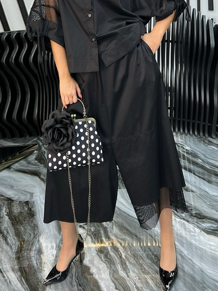 

Urban Plain Mesh Fashion Pants, Black, Pants