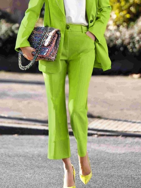 Urban Plain Fashion Pants, Green, Pants