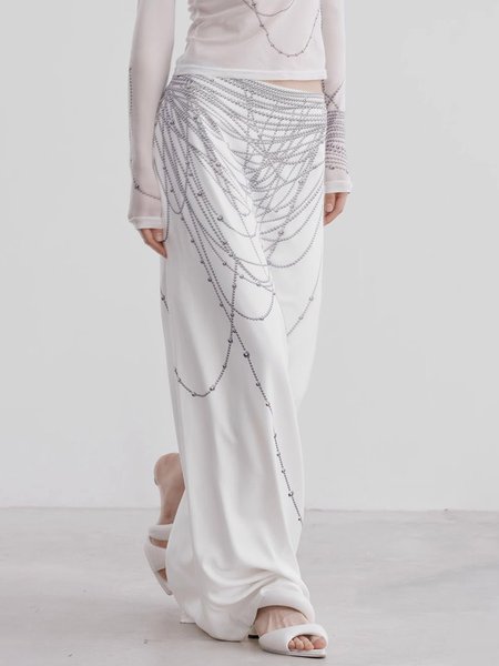 Urban 3D Printing Maxi Skirt, White, Skirts