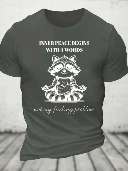 Inner Peace Begins With 4 Words Cotton T-Shirt, Deep gray, T-shirts