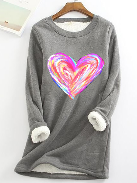 

Watercolor Heart Valentines Casual Fluff Fleece Fabric Sweatshirt, Gray, Hoodies&Sweatshirts