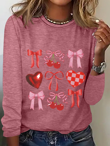 

Heart Coquette Casual Long Sleeve Shirt, Watermelon, Long sleeves