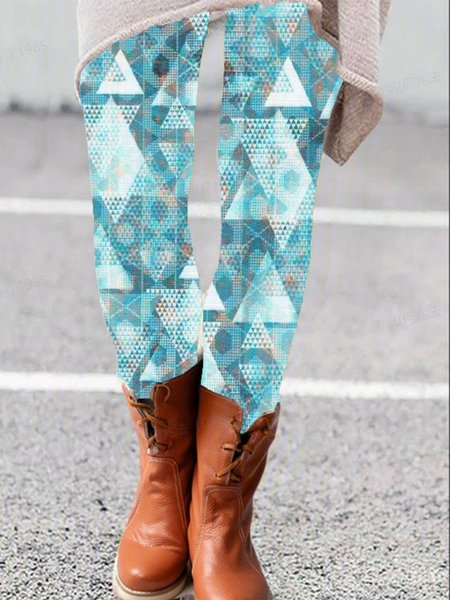 

Women's Casual Geometric Jersey All Season Long Leggings, Lake blue, Leggings