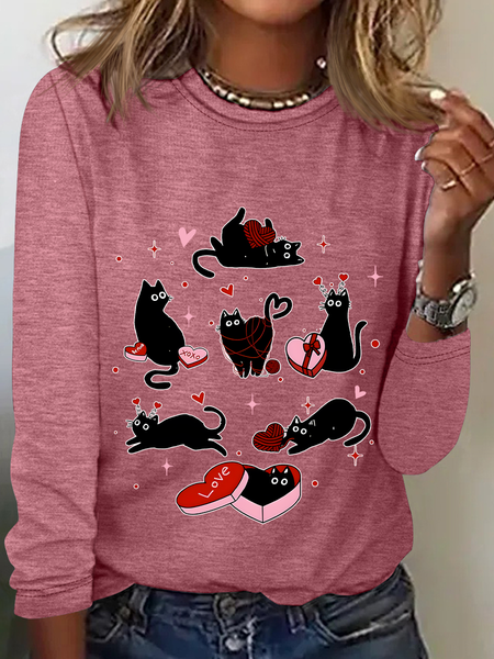 

Women's Valentine's Day Long Sleeve Blouse_ Spring/Fall Crew Neck Daily Casual Top, Watermelon, Shirts