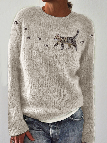 

Women Wool/Knitting Animal Long Sleeve Comfy Casual Sweater, Apricot, Sweaters