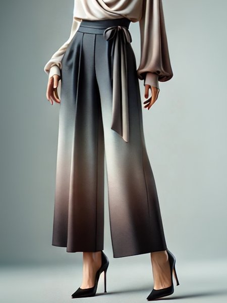 

Urban Ombre Wide Leg Pants With Belt, As picture, Pants