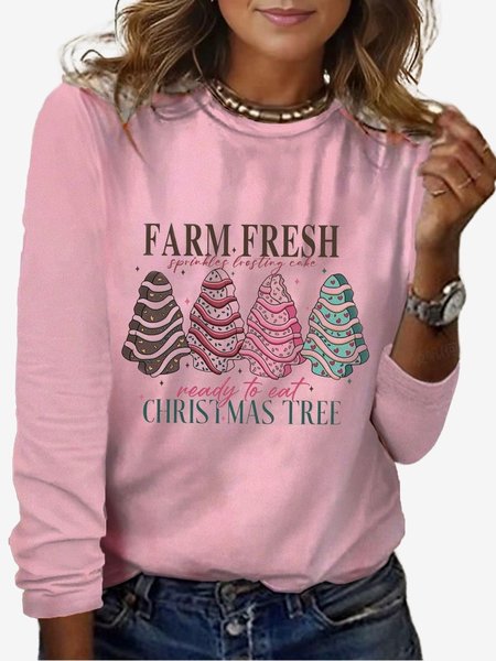 

Women's Long Sleeve Tee T-shirt Spring/Fall Text Letters Jersey Crew Neck Daily Going Out Casual Top, Pink, T-Shirts