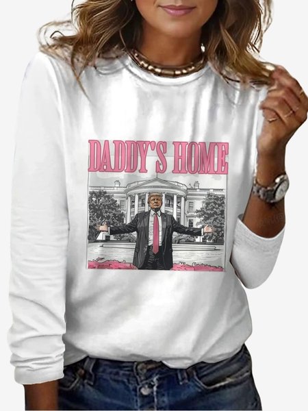 

Women's Long Sleeve Tee T-shirt Spring/Fall Figure Jersey Crew Neck Daily Going Out Casual Top, White, T-Shirts