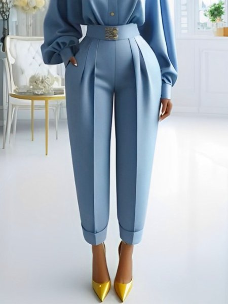 Urban Plain Straight Pants, Blue, Pants