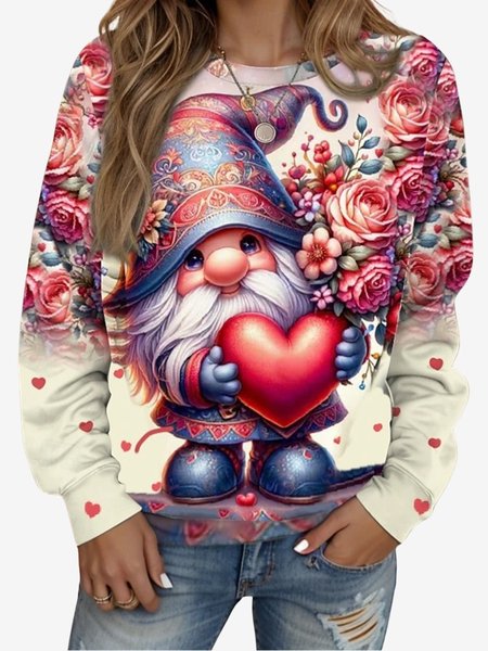 

Women's Crew Neck Floral Casual Spring/Fall Long Sleeve Sweatshirt, Red, Sweatshirts & Hoodies
