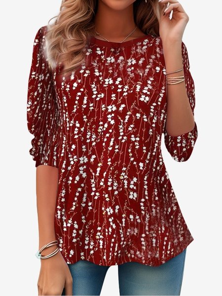 Women`s Long Sleeve Tee T-shirt Spring/Fall Floral Jersey Crew Neck Daily Going Out Casual Top T-Shirts