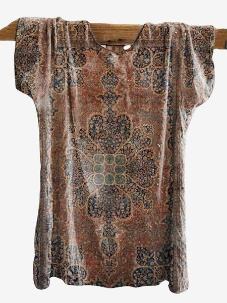 

Women's Short Sleeve Tee T-shirt Summer Ethnic Jersey V Neck Holiday Going Out Casual Top, Brown, T-Shirts