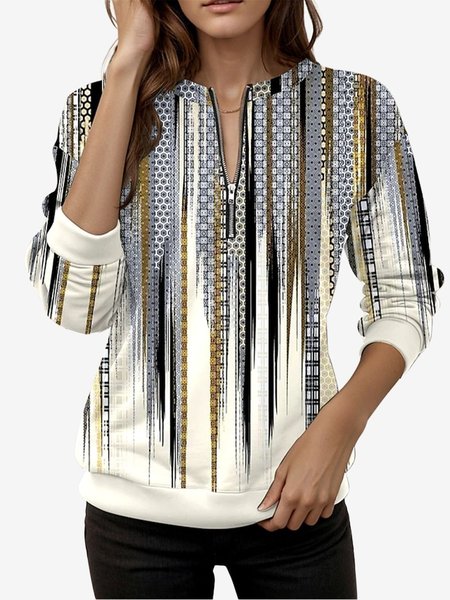 Women`s Crew Neck Abstract Casual Spring/Fall Long Sleeve Sweatshirt Sweatshirts & Hoodies