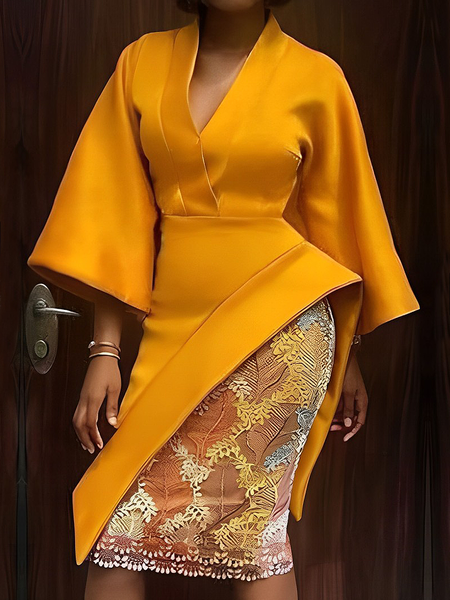 

Elegant Plain Irregular Craftsmanship Blouse, Yellow, Blouses and Shirts