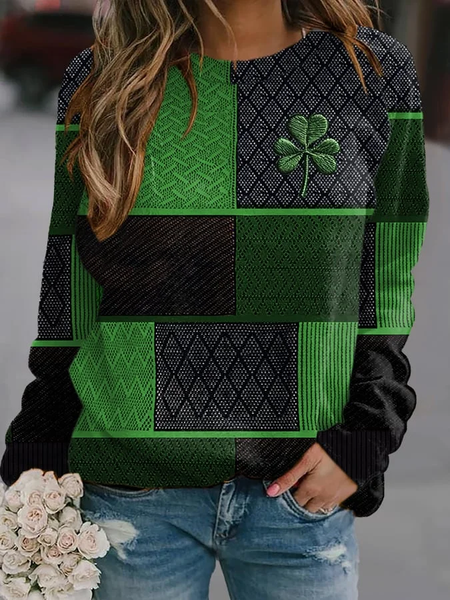 

Women's Festival Shamrock Crew Neck Casual Spring/Fall Long Sleeve Sweatshirt, Army green, Sweatshirts & Hoodies