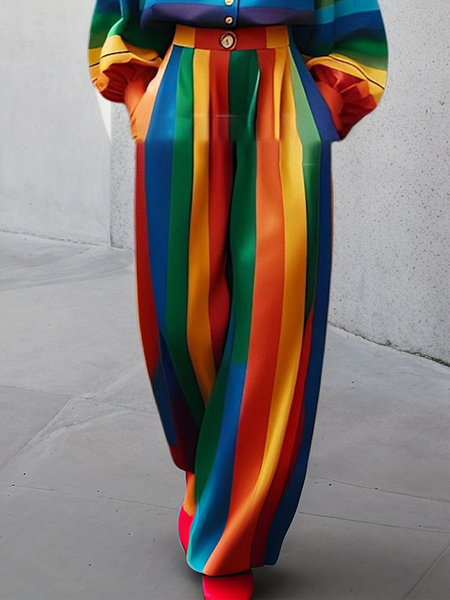 

Urban Striped Straight Pants, As picture, Pants