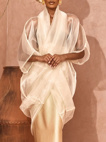 

Elegant Plain Cross Dolman Sleeve Blouse, White, Blouses and Shirts