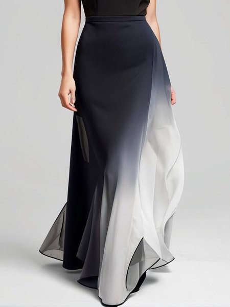 

Urban Printing Ombre Maxi Skirt, As picture, Skirts