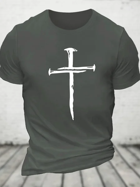 Faith Cross Cotton T-Shirt, Deep gray, T-shirts