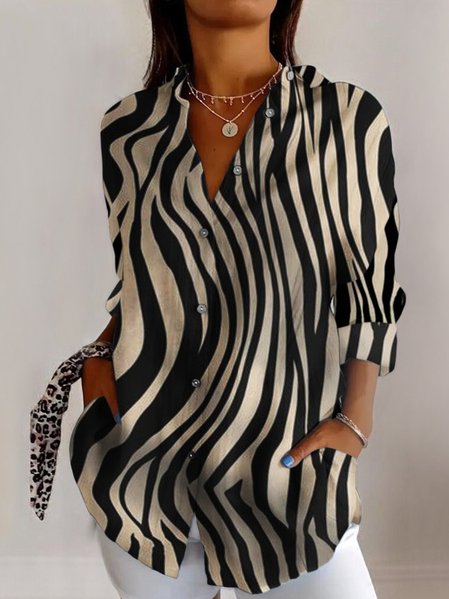 

Abstract geometric line long sleeved shirt, Black, Blouses & Shirts