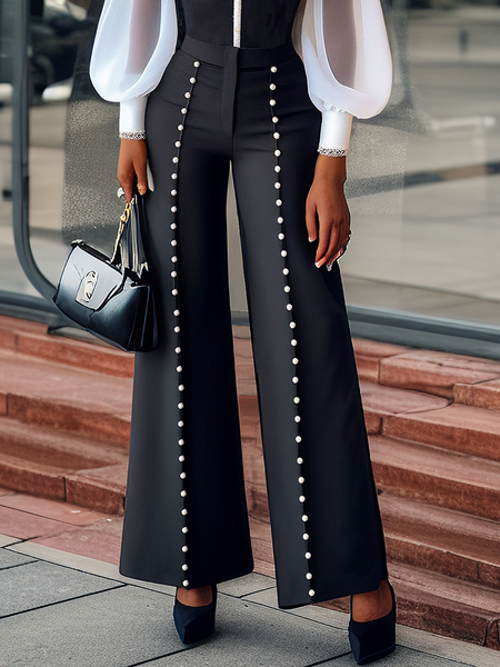 Urban Plain Straight Pants, Black, Pants