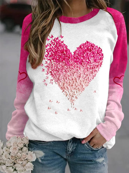 

Women Heart/Cordate Crew Neck Vintage Spring/Fall Long Sleeve Sweatshirt, Pink, Sweatshirts & Hoodies