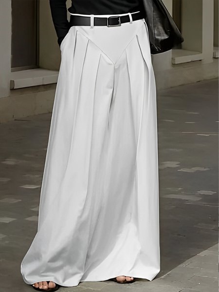 Urban Daily Plain Maxi Skirt No Belt, White, Skirts