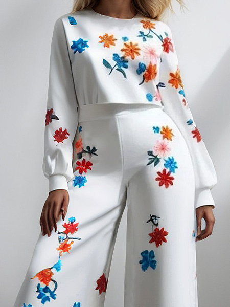 Urban Floral Crew Neck Blouse, As picture, Blouses and Shirts