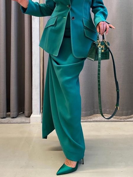 Urban Ruched Plain Maxi Skirt, As picture, Skirts